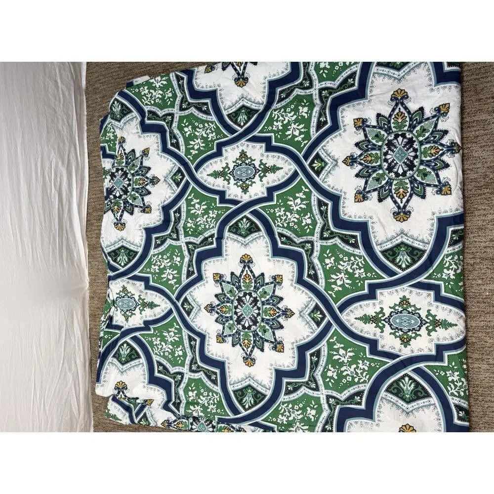 Pottery Barn Ashton Mosaic Tile Medallion Full/Queen Size Duvet Cover Set 2 Sham